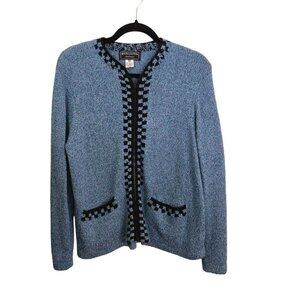 South Cotton Vintage Hand Loomed In Bolivia Full Zip Cardigan Sweater Size M